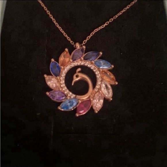 Colorful Peacock Pendant Necklace - Picture 4 of 8